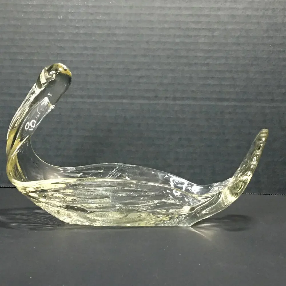 Vintage Heavy Clear Glass Bird SWAN Animal Bowl Serving Dish